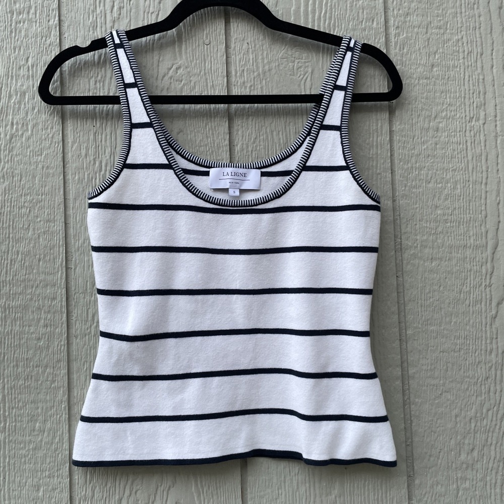 La Ligne NYC Tank Top Womens Small Black white Striped Quiet Luxury Y2k Comfy